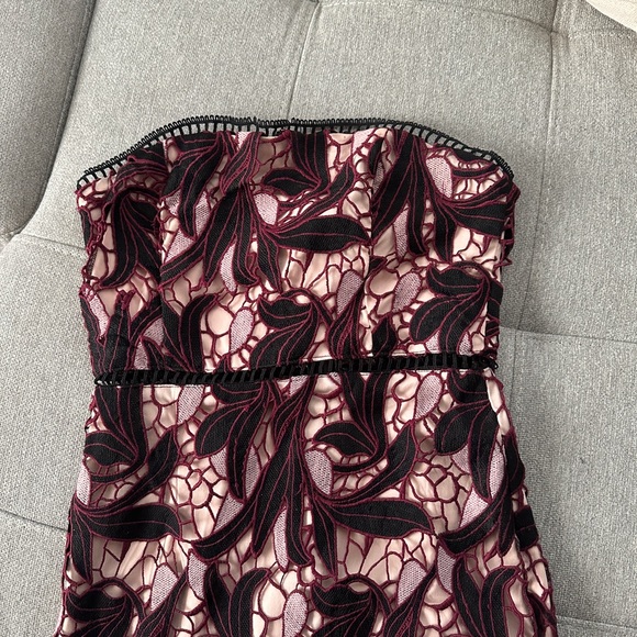 Lulu's Strapless Black and Pink Lace Dress - Picture 2 of 4